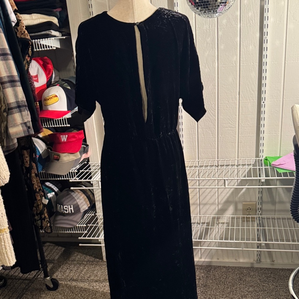 Johnny Was Black Velvet Dress with Lace Detail - Picture 6 of 9